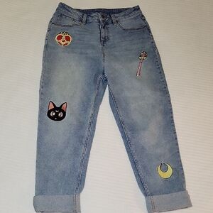 Sailor Moon Icon Mom Jeans Size 5‎ Patches Y2K Rare Hot Topic